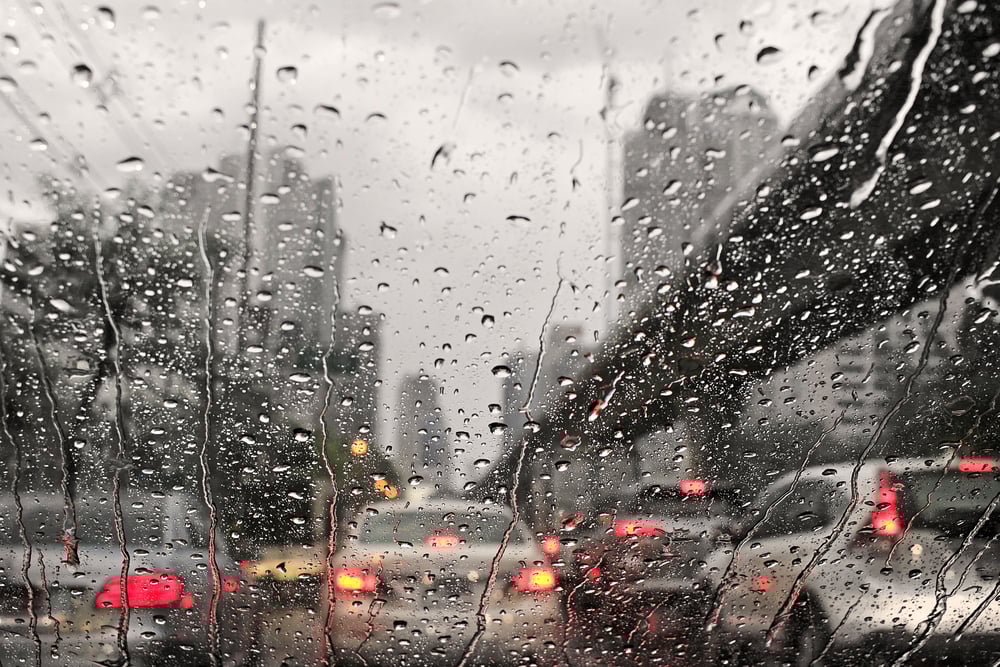 Cars in a traffic congestion because of environmental effects