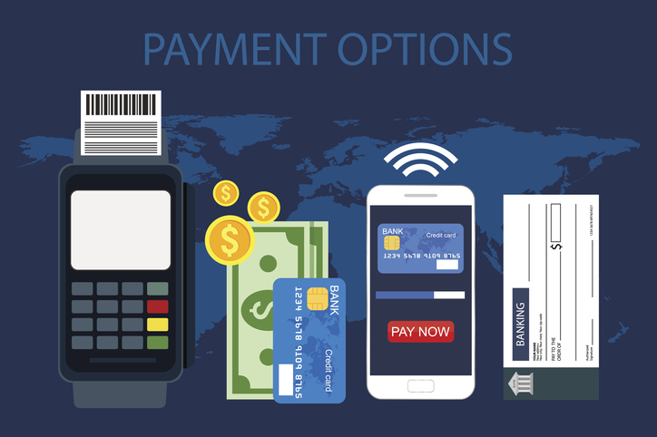 Payment options. Concept in flat style, vector Illustration.