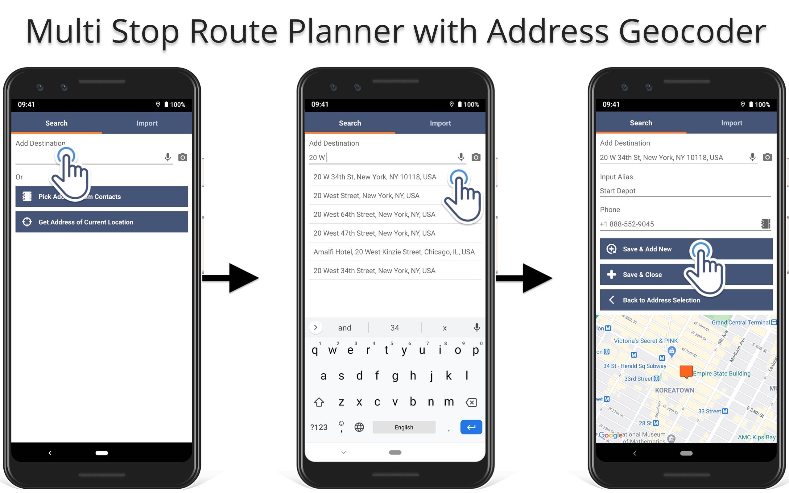 route planner with address geocoder