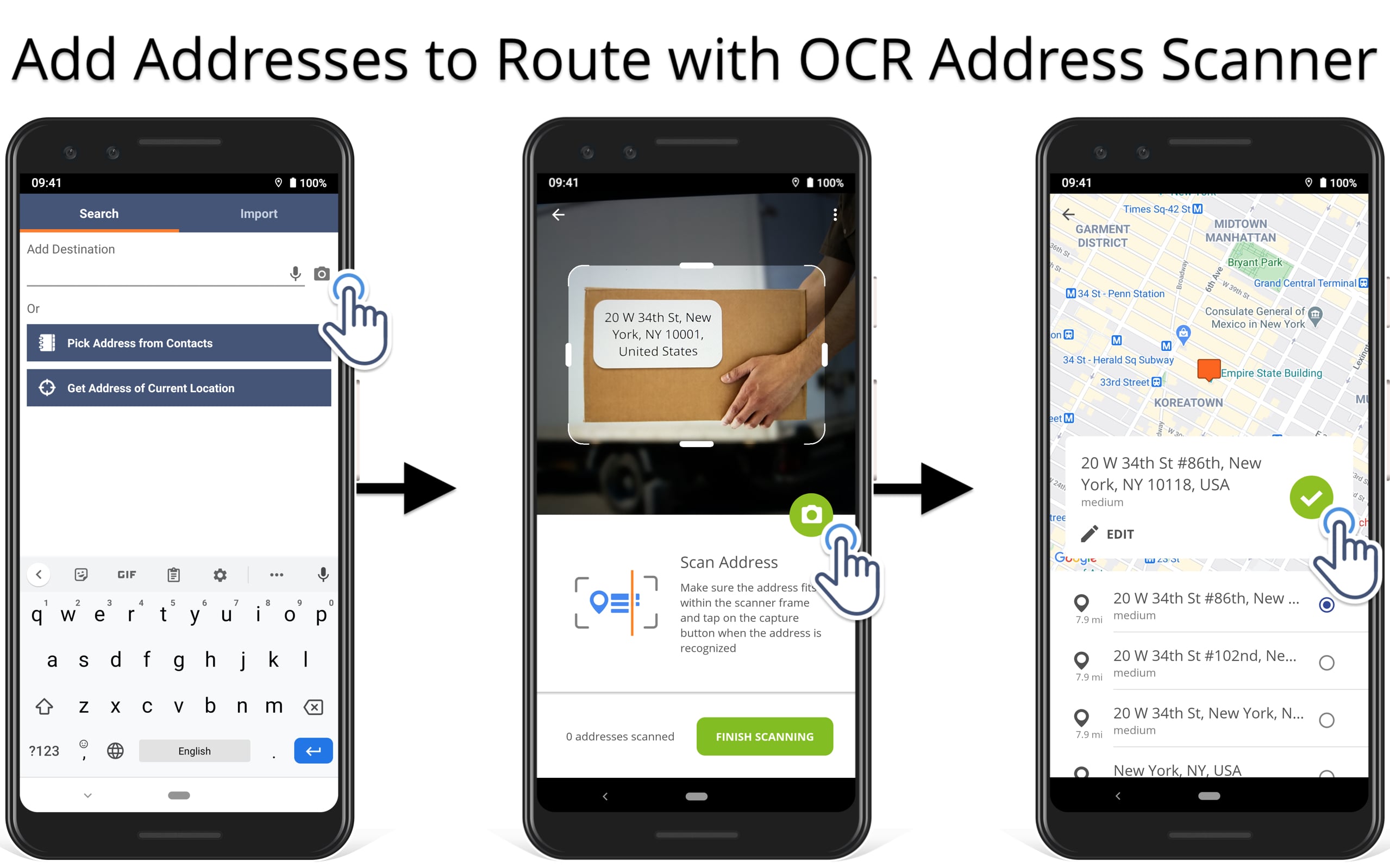 scan addresses to add them to route