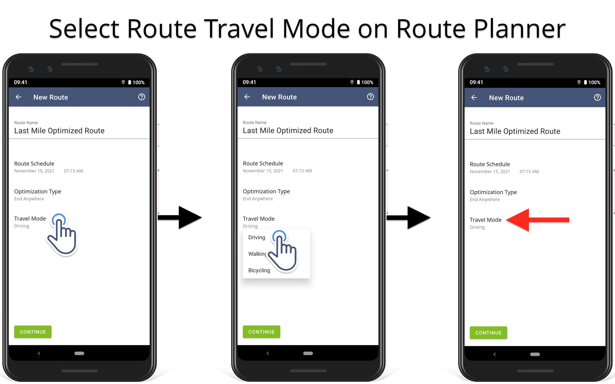Select-route-travel-mode-on-route-planner