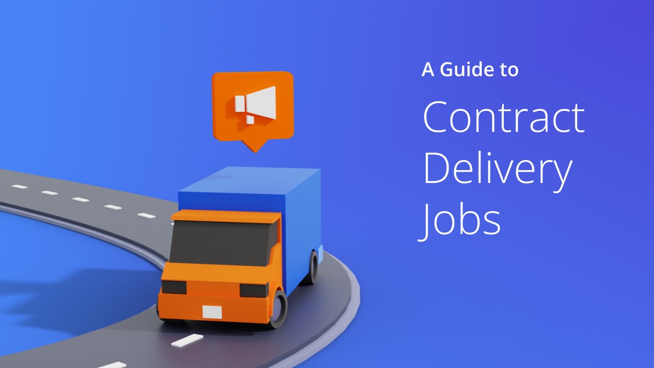 Contract delivery jobs written on blue background with custom image