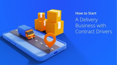 How to start a delivery business with contract drivers written on blue background
