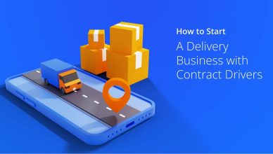 How to start a delivery business with contract drivers written on blue background