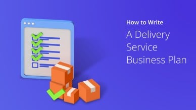 How to write a delivery service business plan written on blue background