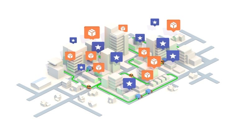 create a map of all stops to create a delivery route