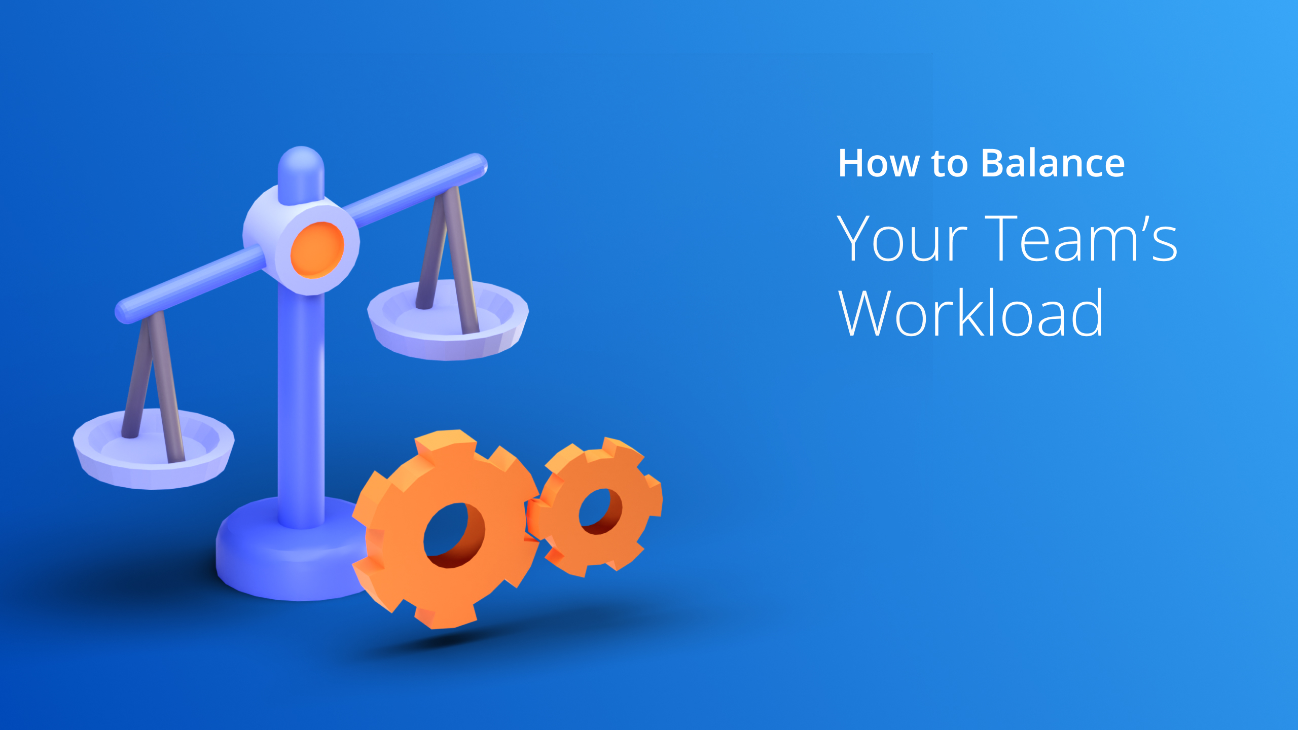  An illustration of a balance scale with three trays and two gears representing a cloud workload balancing diagram.