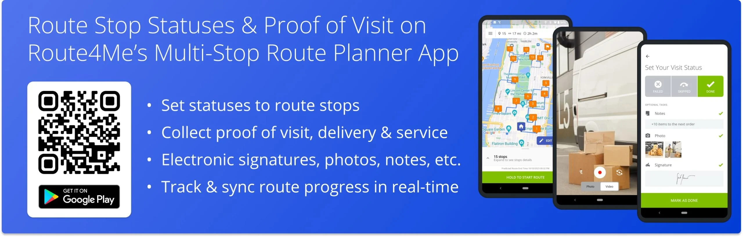 Summary of proof of visit and proof of delivery feature of Route4Me's dispatch management system