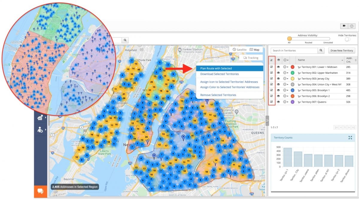 Image representation of field service route optimization