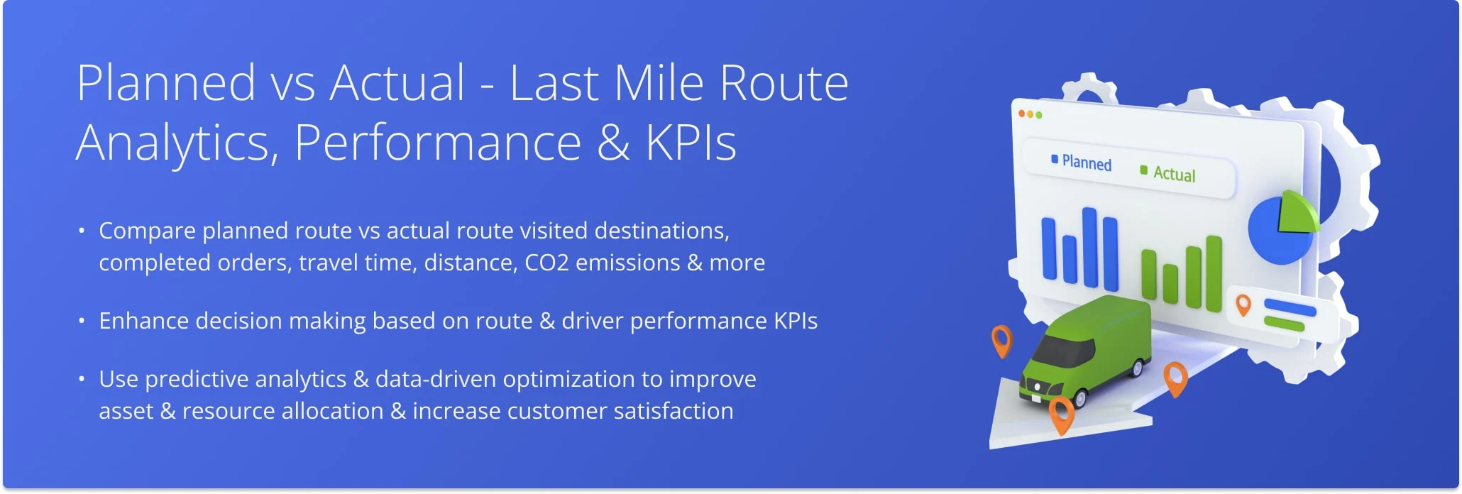 Image listing the features of Route4Me's last-mile analytics. 