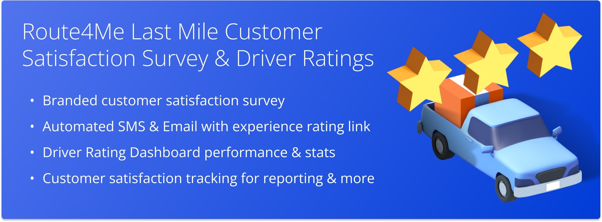 Image listing the features of Route4Me customer survey and driver feedback functionality.