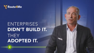 Josh Haims shares how Route4Me grew from SMB to enterprise adoption, seated in office with city view behind him