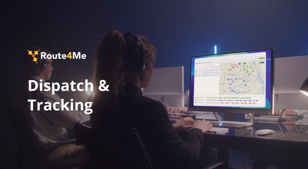 Dispatcher monitors live routes on Route4Me’s Dispatch & Tracking dashboard, viewing drivers and stops on a real-time map.