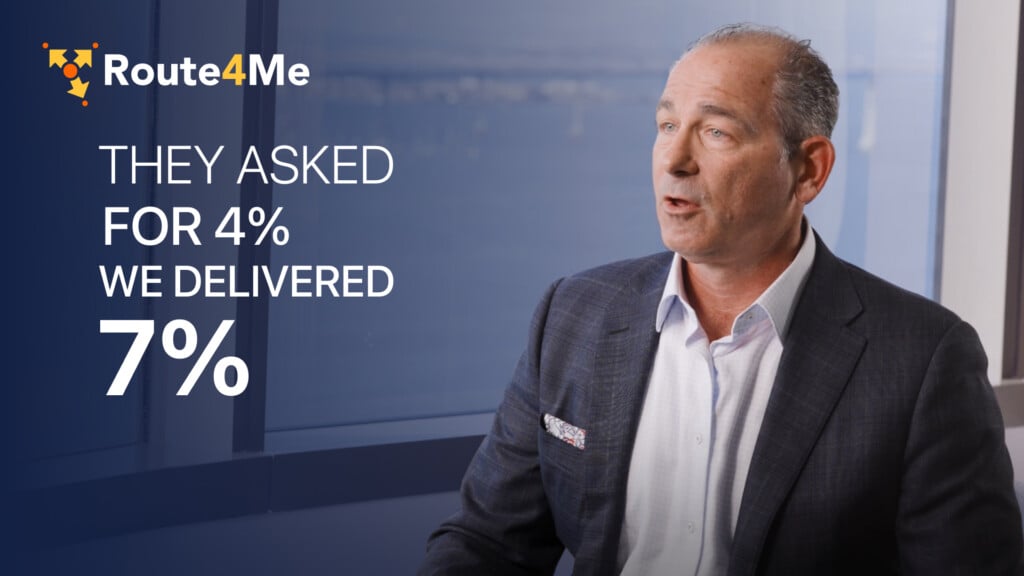Route4Me CRO Josh Haims: They asked for 4%, we delivered 7% — highlighting Route4Me's exceeding performance goals.