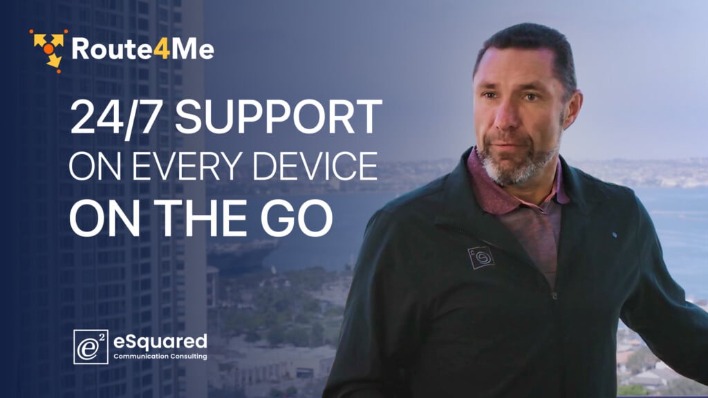 Johan van Mierlo of eSquared discusses Route4Me's 24/7 mobile device support, with cityscape and water in the background