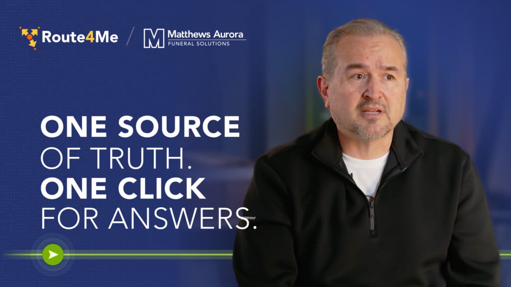 Frank Del Campo of Matthews International in a testimonial thumbnail titled "One Source of Truth. One Click for Answers."