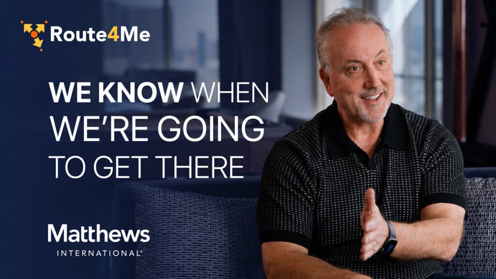 Nick Cirino of Matthews Incorporated in Route4Me testimonial video, titled "We know when we're going to get there